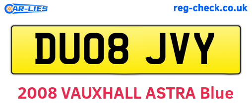 DU08JVY are the vehicle registration plates.