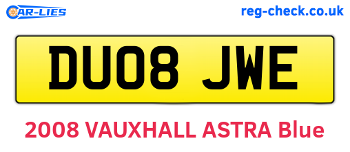 DU08JWE are the vehicle registration plates.