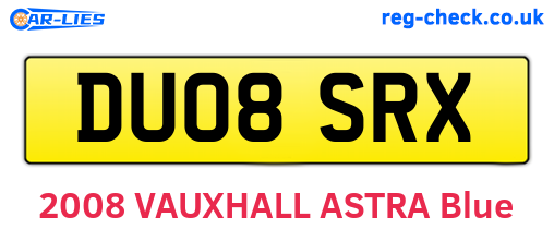 DU08SRX are the vehicle registration plates.