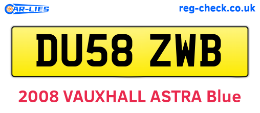 DU58ZWB are the vehicle registration plates.