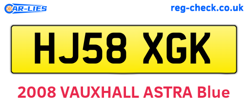 HJ58XGK are the vehicle registration plates.