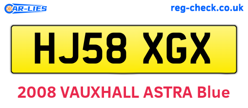 HJ58XGX are the vehicle registration plates.