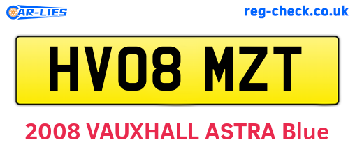 HV08MZT are the vehicle registration plates.
