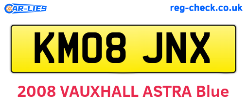 KM08JNX are the vehicle registration plates.