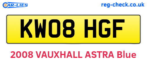 KW08HGF are the vehicle registration plates.