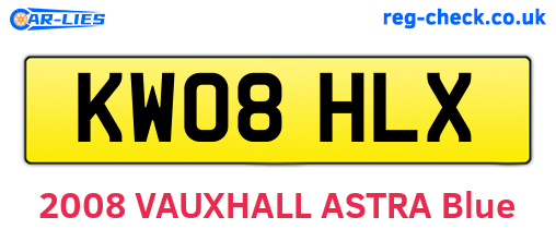 KW08HLX are the vehicle registration plates.