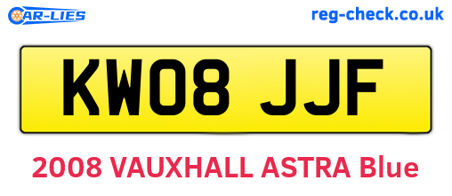 KW08JJF are the vehicle registration plates.