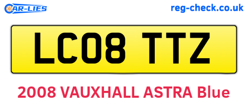 LC08TTZ are the vehicle registration plates.