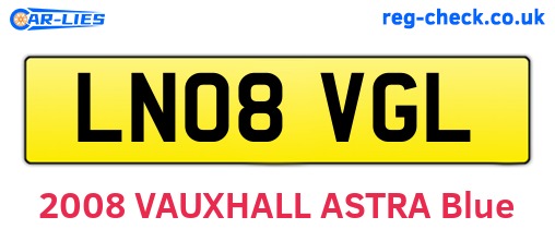 LN08VGL are the vehicle registration plates.
