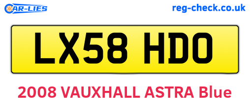 LX58HDO are the vehicle registration plates.