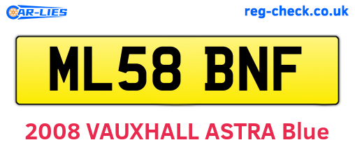 ML58BNF are the vehicle registration plates.
