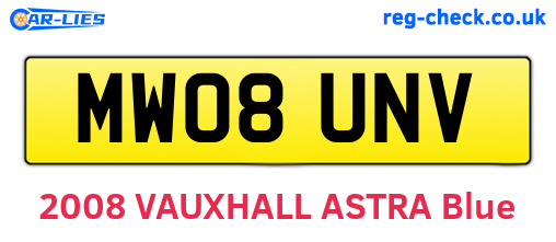 MW08UNV are the vehicle registration plates.