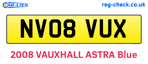 NV08VUX are the vehicle registration plates.