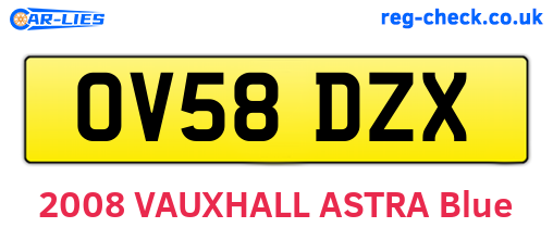 OV58DZX are the vehicle registration plates.
