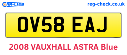 OV58EAJ are the vehicle registration plates.