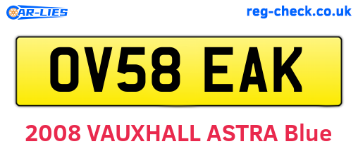 OV58EAK are the vehicle registration plates.