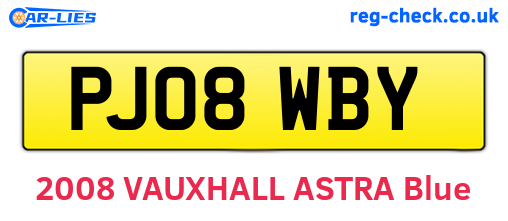 PJ08WBY are the vehicle registration plates.