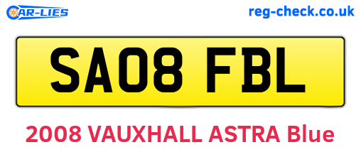 SA08FBL are the vehicle registration plates.