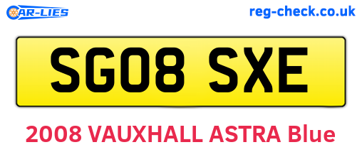 SG08SXE are the vehicle registration plates.