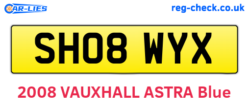 SH08WYX are the vehicle registration plates.