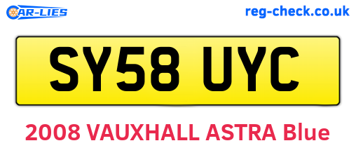 SY58UYC are the vehicle registration plates.