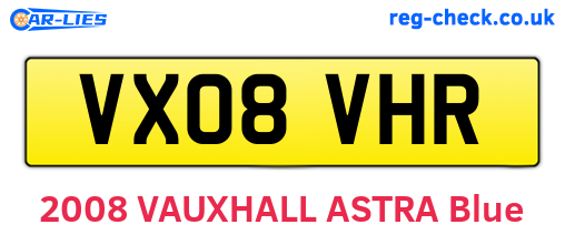 VX08VHR are the vehicle registration plates.