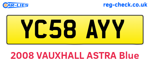 YC58AYY are the vehicle registration plates.