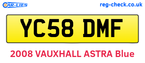 YC58DMF are the vehicle registration plates.