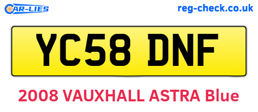 YC58DNF are the vehicle registration plates.