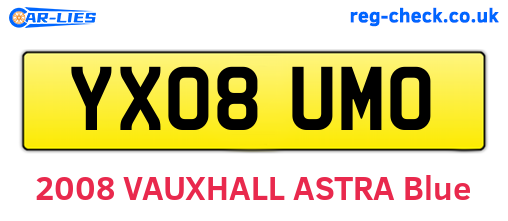 YX08UMO are the vehicle registration plates.