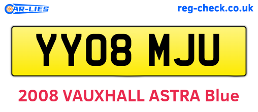 YY08MJU are the vehicle registration plates.