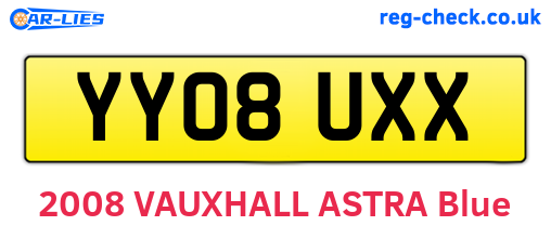 YY08UXX are the vehicle registration plates.