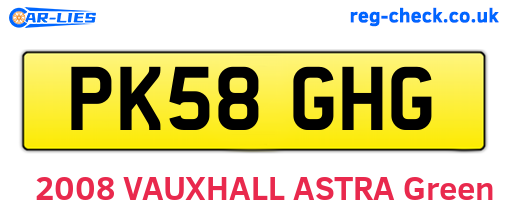 PK58GHG are the vehicle registration plates.