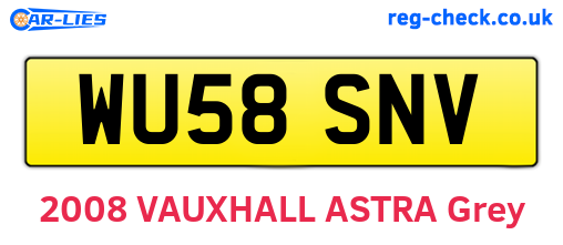 WU58SNV are the vehicle registration plates.