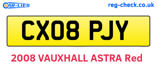 CX08PJY are the vehicle registration plates.