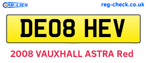 DE08HEV are the vehicle registration plates.
