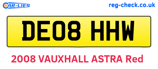 DE08HHW are the vehicle registration plates.