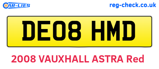 DE08HMD are the vehicle registration plates.