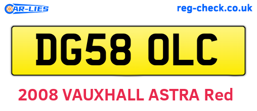 DG58OLC are the vehicle registration plates.