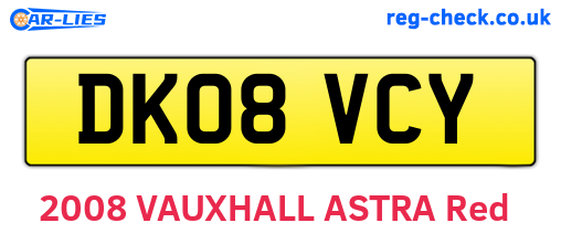 DK08VCY are the vehicle registration plates.