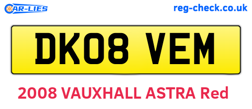 DK08VEM are the vehicle registration plates.
