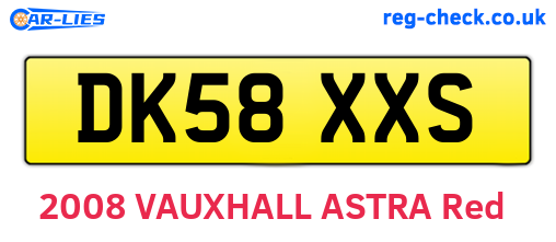 DK58XXS are the vehicle registration plates.