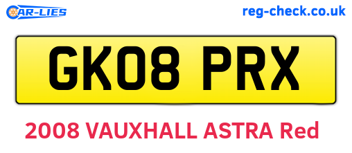 GK08PRX are the vehicle registration plates.