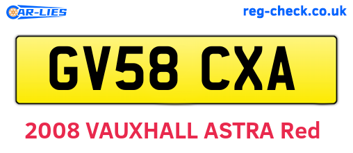 GV58CXA are the vehicle registration plates.