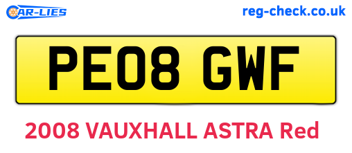 PE08GWF are the vehicle registration plates.