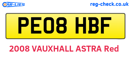 PE08HBF are the vehicle registration plates.