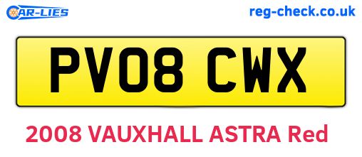 PV08CWX are the vehicle registration plates.