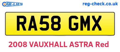 RA58GMX are the vehicle registration plates.