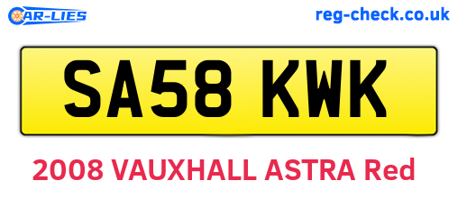 SA58KWK are the vehicle registration plates.