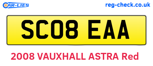 SC08EAA are the vehicle registration plates.